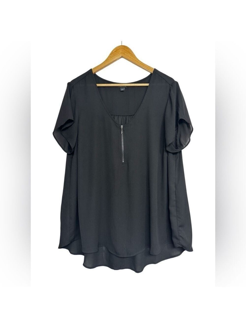 Torrid Black Sheer Zip Front Blouse Women's 1X